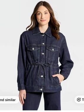 Universal Thread Dark Indigo Drawstring-Waist Denim Jacket
